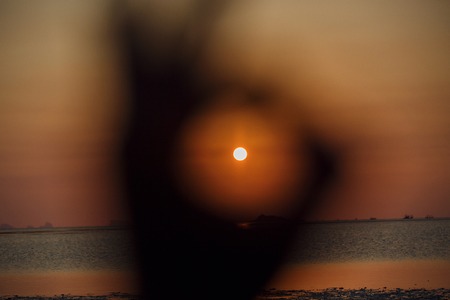 Sun in the handの写真素材