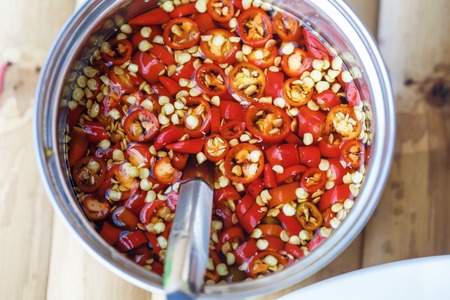sauce of red chili pepperの写真素材