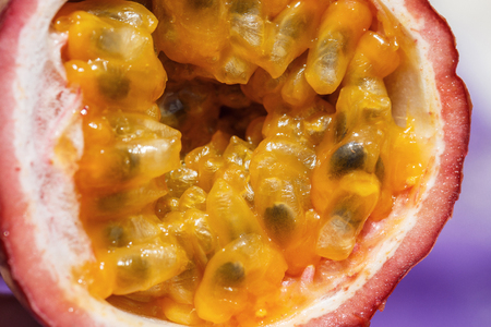 Fresh juicy ripe passion fruitの写真素材