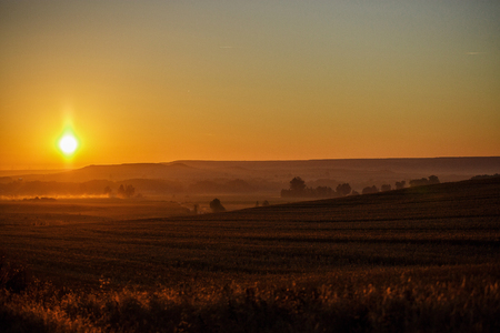 Amazing sunrise on caminoの写真素材