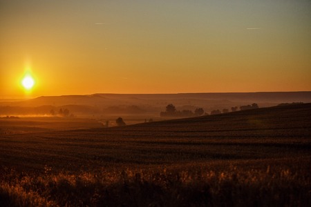 Amazing sunrise on caminoの写真素材