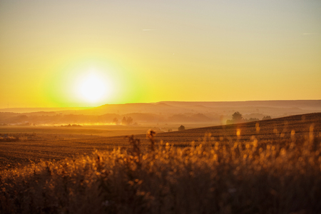 Amazing sunrise on caminoの写真素材