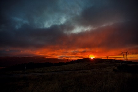 Amazing sunrise on caminoの写真素材