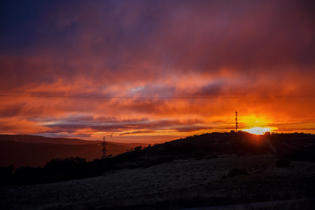 Amazing sunrise on caminoの写真素材
