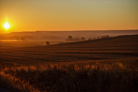 Amazing sunrise on caminoの写真素材