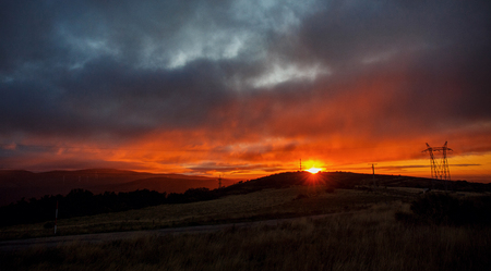 Amazing sunrise on caminoの写真素材
