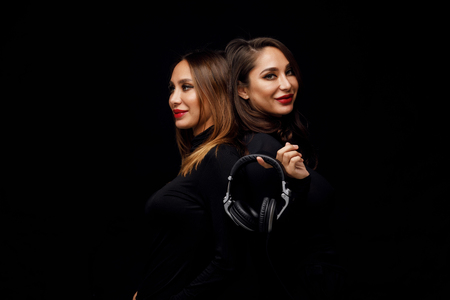 Beautiful girls twins-djの写真素材