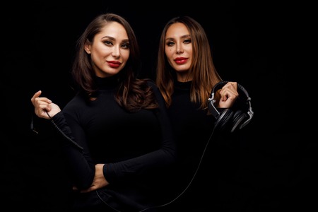 Beautiful girls twins-djの写真素材