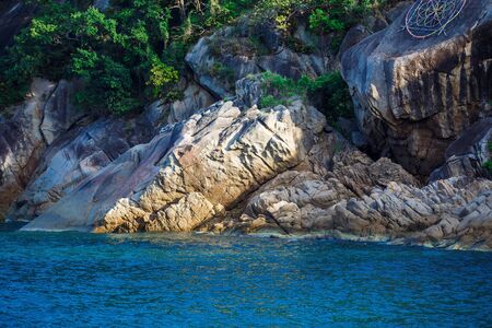 beautiful scenery: rocks and sea in Thailandの写真素材