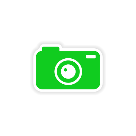 icon sticker realistic design on paper cameraのイラスト素材