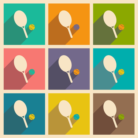 Flat with shadow icon and mobile applacation tennisのイラスト素材