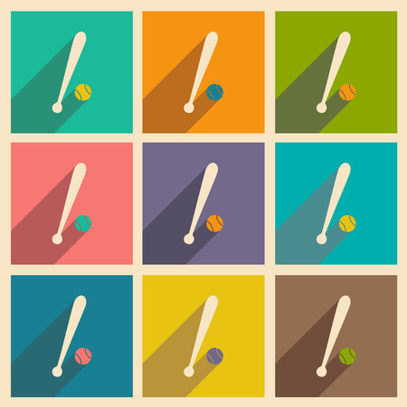 Flat with shadow icon and mobile applacation baseballのイラスト素材
