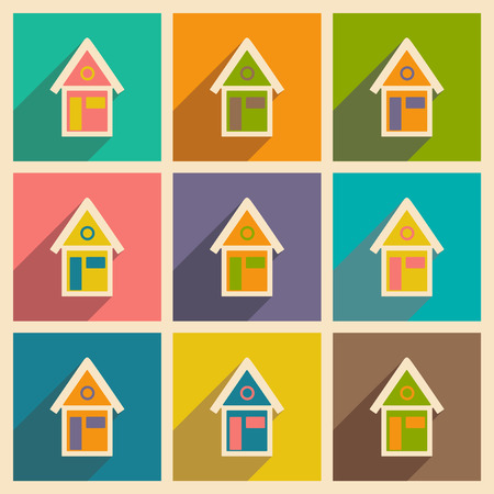 Flat with shadow icon and mobile applacation houseのイラスト素材