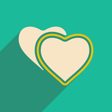 Flat with shadow icon and mobile applacation heartsのイラスト素材