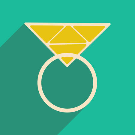 Flat with shadow icon and mobile applacation ring diamondのイラスト素材