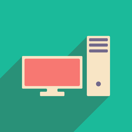 Flat with shadow icon and mobile applacation pcのイラスト素材