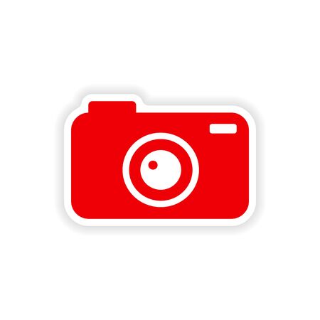 icon sticker realistic design on paper cameraのイラスト素材