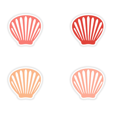 assembly realistic sticker design on paper shellのイラスト素材
