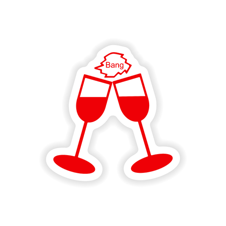 icon sticker realistic design on paper wineglassのイラスト素材