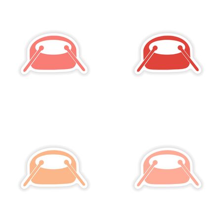 assembly realistic drums sticker design on paperのイラスト素材