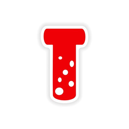 flask icon sticker realistic design on paperのイラスト素材