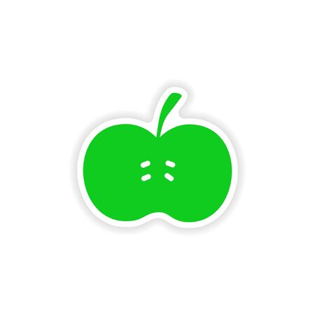 icon sticker realistic design on paper appleのイラスト素材
