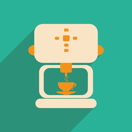 Flat with shadow icon and mobile applacation coffee makerのイラスト素材