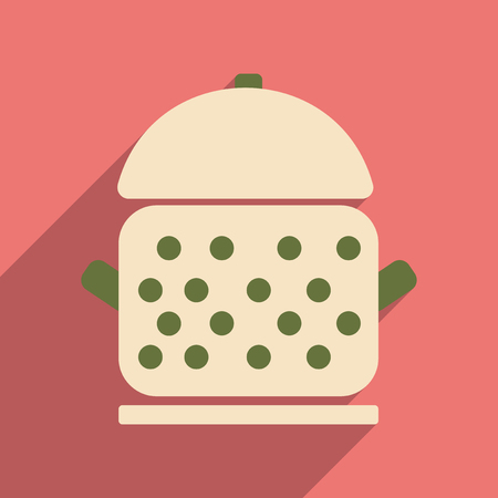 Flat with shadow icon and mobile application saucepanのイラスト素材