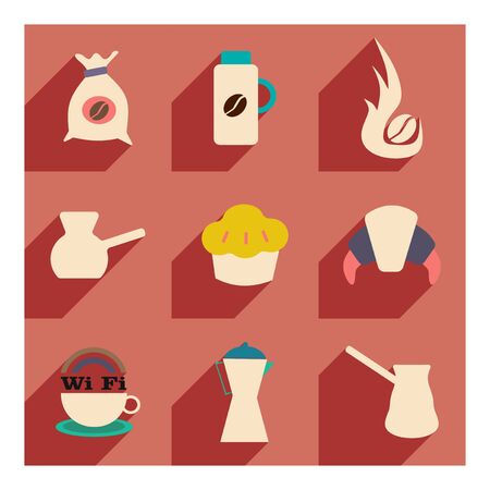 Flat with shadow concept and mobile application coffee breakのイラスト素材