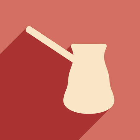 Flat with shadow icon and mobile application coffee Turkのイラスト素材