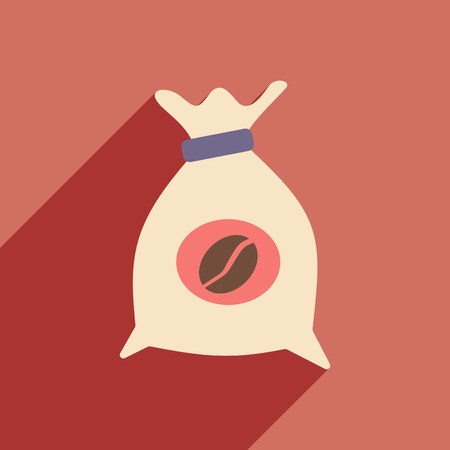 Flat with shadow icon and mobile application coffee bagのイラスト素材