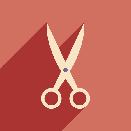 Flat with shadow icon and mobile application scissorsのイラスト素材