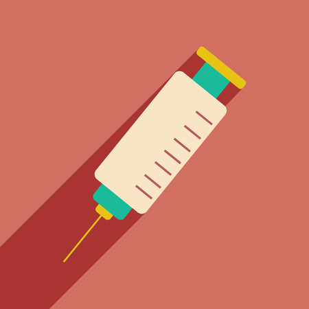 Flat with shadow icon and mobile application syringeのイラスト素材