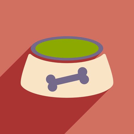 Flat with shadow icon and mobile application dog bowlのイラスト素材