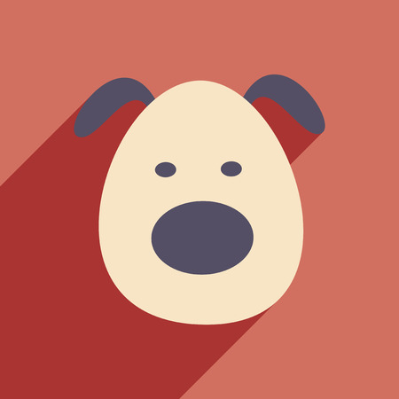 Flat with shadow icon and mobile application dogのイラスト素材