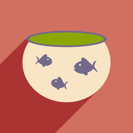 Flat with shadow icon and mobile application aquarium fishのイラスト素材