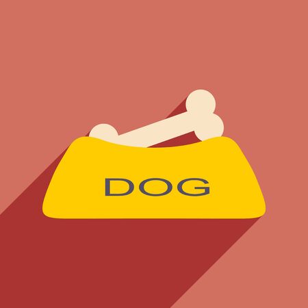Flat with shadow icon and mobile application dog bowlのイラスト素材