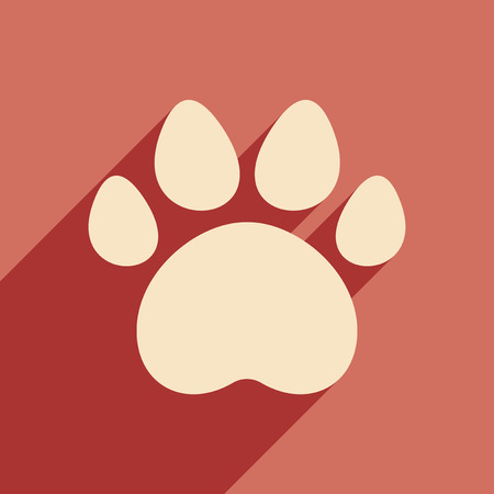 Flat with shadow icon and mobile application traces of animalsのイラスト素材