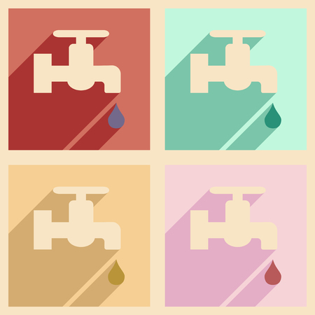 Flat with shadow concept and mobile application water faucetのイラスト素材