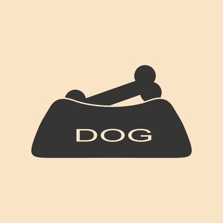 Flat in black and white mobile application dog bowlのイラスト素材