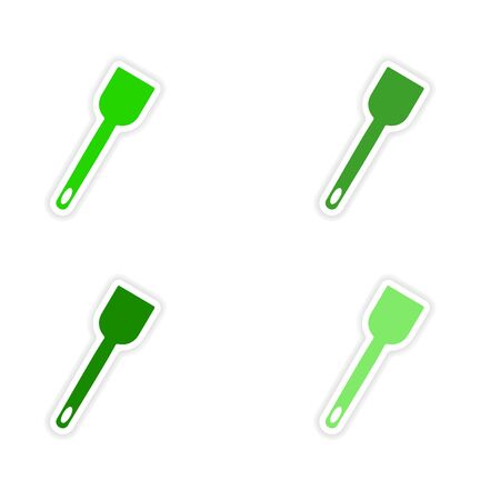 assembly realistic sticker design on paper kitchen spatulaのイラスト素材