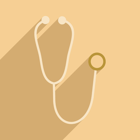 Flat with shadow icon and mobile application stethoscopeのイラスト素材