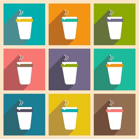 Flat with shadow concept and mobile application coffee cupsのイラスト素材