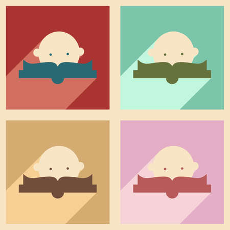 Flat with shadow concept and mobile application learnerのイラスト素材