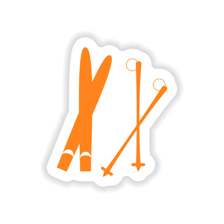 icon sticker realistic design on paper skisのイラスト素材