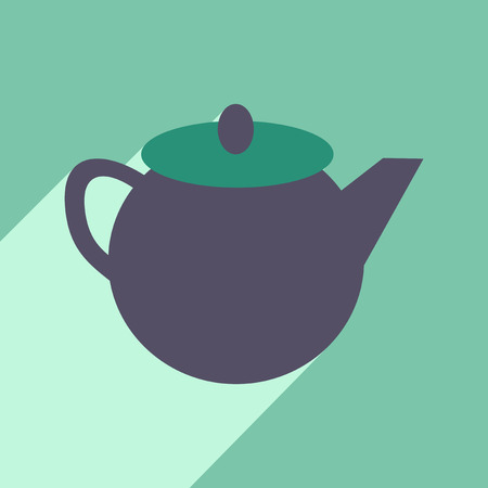 Flat with shadow icon and mobile application kettleのイラスト素材