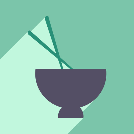 Flat with shadow icon and mobile application soup bowlのイラスト素材