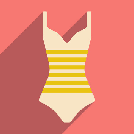 Flat with shadow icon and mobile application swimsuitのイラスト素材