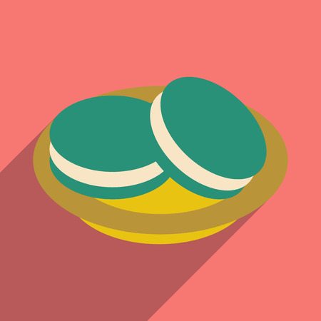 Flat with shadow icon and mobile application ice Cream Sandwichのイラスト素材
