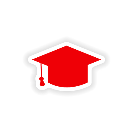 icon sticker realistic design on paper Master's capのイラスト素材